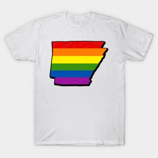 Rainbow Arkansas Outline T-Shirt